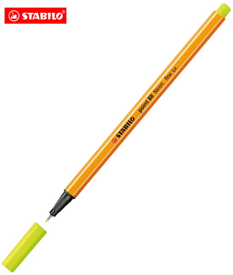 Stabilo Point 88 Μαρκαδόρος Σχεδίου Fine Tip Λεπτής Γραφής 0.4mm Neon Κίτρινο Neon Yellow 88/024