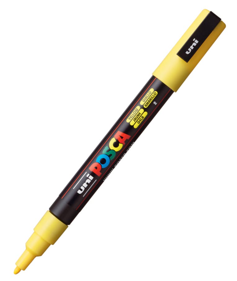 Ανεξίτηλος Μαρκαδόρος  Bullet Yellow 2 Uni-ball Posca 0.9-1.3mm PC-3M για κάθε επιφάνεια