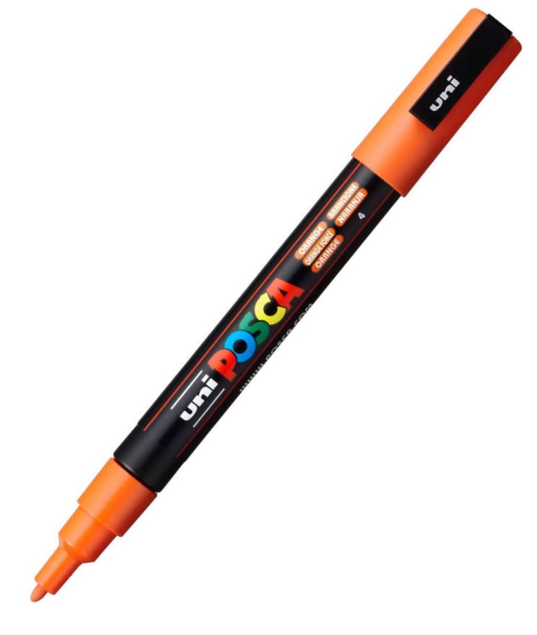 POSCA - Ανεξίτηλος Μαρκαδόρος  Orange 4 Uni-ball Posca 0.9-1.3mm PC-3M για κάθε επιφάνεια