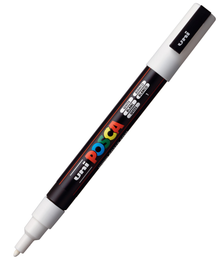 POSCA - Ανεξίτηλος Μαρκαδόρος  White 1 Uni-ball Posca 0.9-1.3mm PC-3M για κάθε επιφάνεια