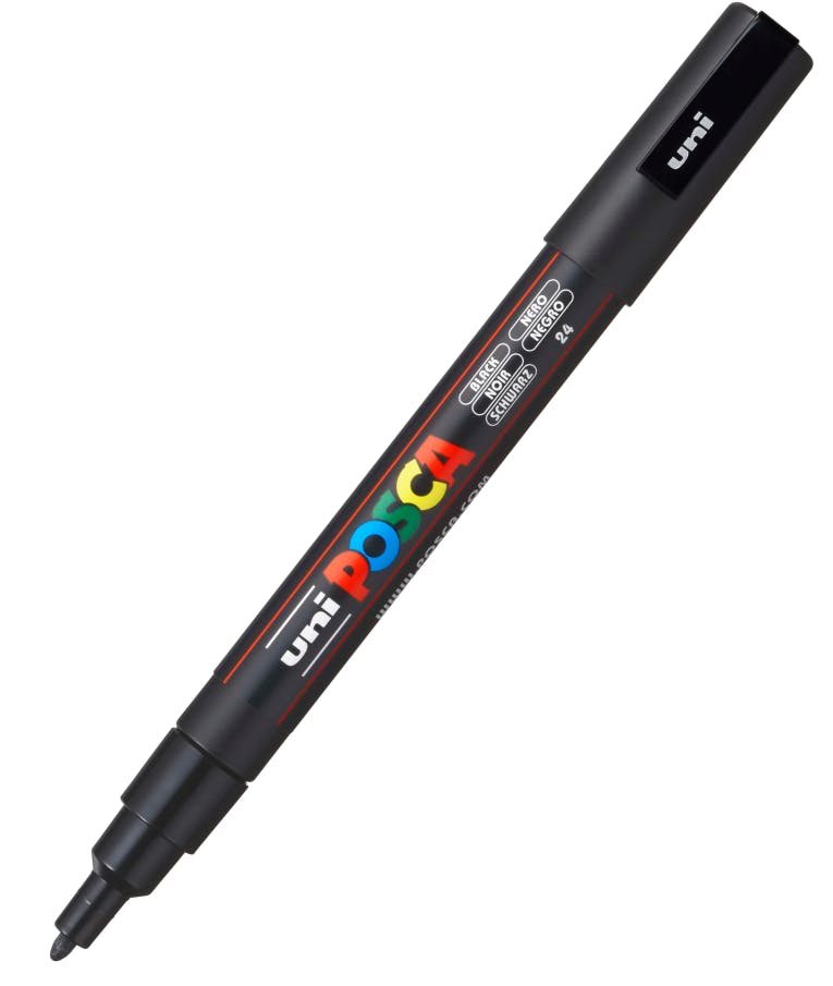 Ανεξίτηλος Μαρκαδόρος  Black 24 Uni-ball Posca 0.9-1.3mm PC-3M για κάθε επιφάνεια