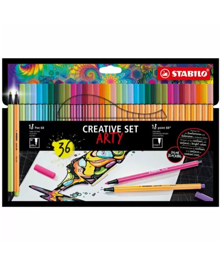 STABILO - Stabilo Creativity Set 36 pcs Arty - Μαρκαδόροι Σχεδίου Πολύχρωμοι 36 τμχ 18 pen 68+ 18 point 88  8868/36-1-20