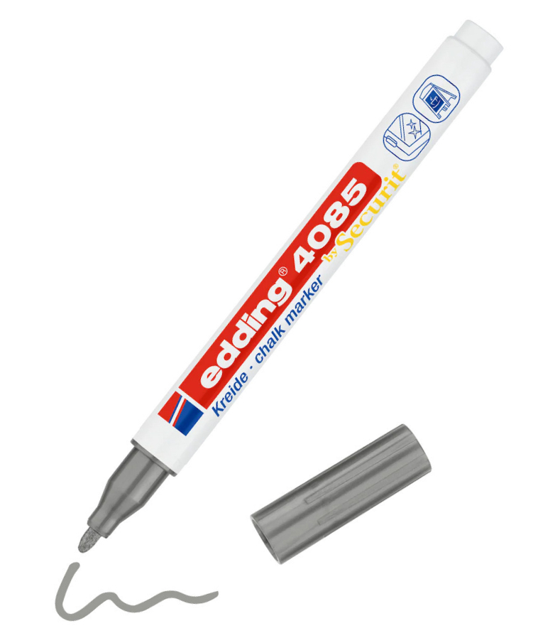 Edding Μαρκαδόρος Κιμωλίας για Μαυροπίνακα Chalk Marker by Securit Silver Ασημί 1-2 mm 4085/054
