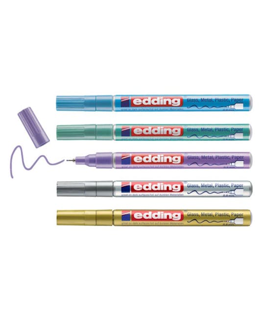 EDDING - Edding Σετ 5 Μαρκαδόροι Ανεξίτηλοι Σχεδίου 0.8 με Στρογγυλή Μύτη 780 Gloss Paint Marker 4-780-5-099 (053-054-078-074-070)