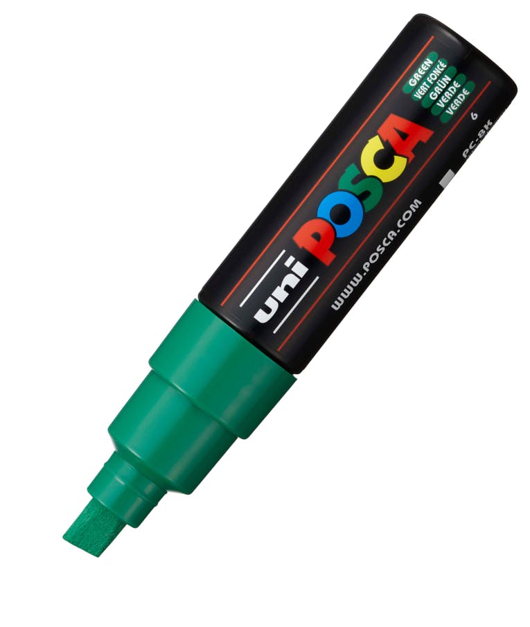POSCA - Ανεξίτηλος Μαρκαδόρος Γίγας κοντός Πράσινο 6  Green Uni-ball Posca 8mm PC-8K