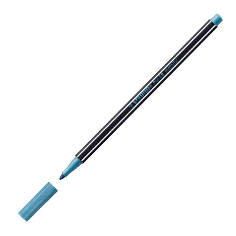 STABILO - Stabilo Pen 68 Μαρκαδόρος Σχεδίου 1.4 mm Μεταλλικό Μπλε - Stabilo 68 Metallic Blue 841 68/841