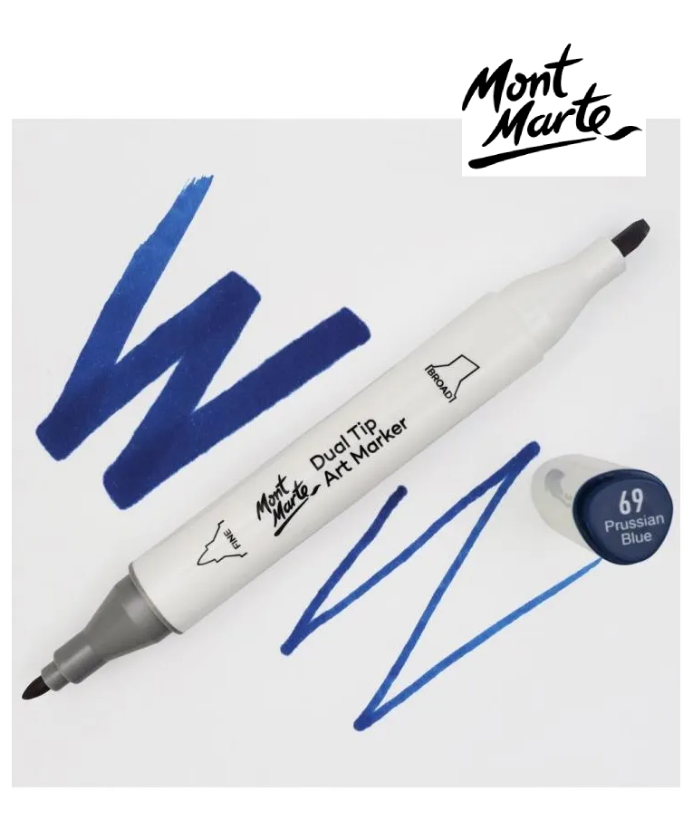 MONT MARTE - Mont Marte Art Marker Dual Tip B3 Prussian Blue No69 - Μαρκαδόρος Ζωγραφικής No 62 Μπλε MGRD0027_01