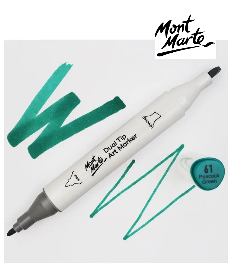 MONT MARTE - Mont Marte Art Marker Dual Tip G2 Peacock Green No 61 - Μαρκαδόρος Ζωγραφικής No 61  MGRD0035_01