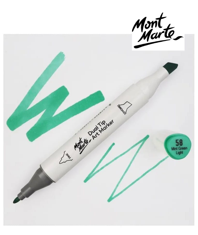 MONT MARTE - Mont Marte Art Marker Dual Tip G4 Mint Green Light No 58 - Μαρκαδόρος Ζωγραφικής No 58 Ανοιχτό Πράσινο  MGRD0037_01