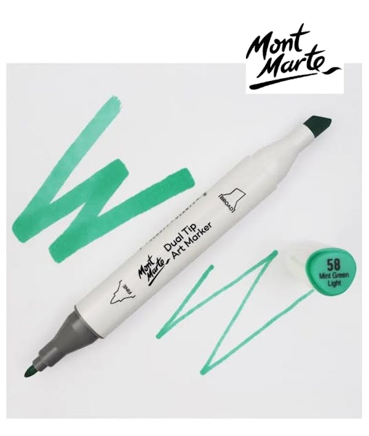 MONT MARTE - Mont Marte Art Marker Dual Tip G4 Mint Green Light No 58 - Μαρκαδόρος Ζωγραφικής No 58 Ανοιχτό Πράσινο  MGRD0037_01