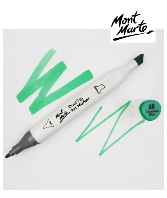 MONT MARTE - Mont Marte Art Marker Dual Tip G5 Turquoise Blue No 68- Μαρκαδόρος Ζωγραφικής No 68 Τυρκουάζ  MGRD0038_01