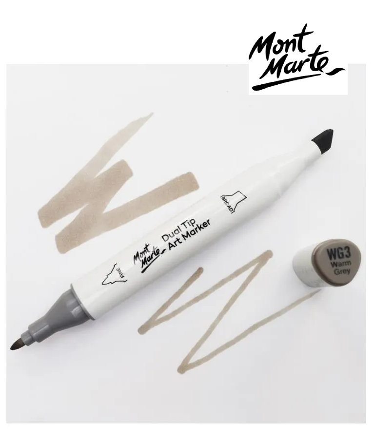 MONT MARTE - Mont Marte Art Marker Dual Tip GY2 Warm Grey No WG3 - Μαρκαδόρος Ζωγραφικής No WG3 Ανοιχτό Γκρι  MGRD0055_01