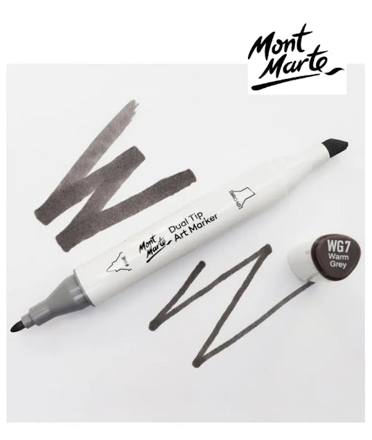 MONT MARTE - Mont Marte Art Marker Dual Tip GY7 Warm Grey No WG7 - Μαρκαδόρος Ζωγραφικής No WG7 Γκρι  MGRD0053_01