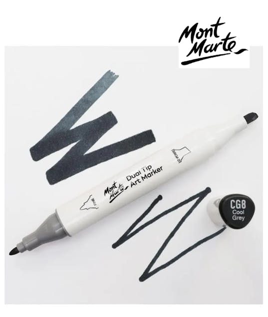 MONT MARTE - Mont Marte Art Marker Dual Tip GY3 Cool Grey No CG8 - Μαρκαδόρος Ζωγραφικής No CG8 Σκούρο Γκρι  MGRD0059_01