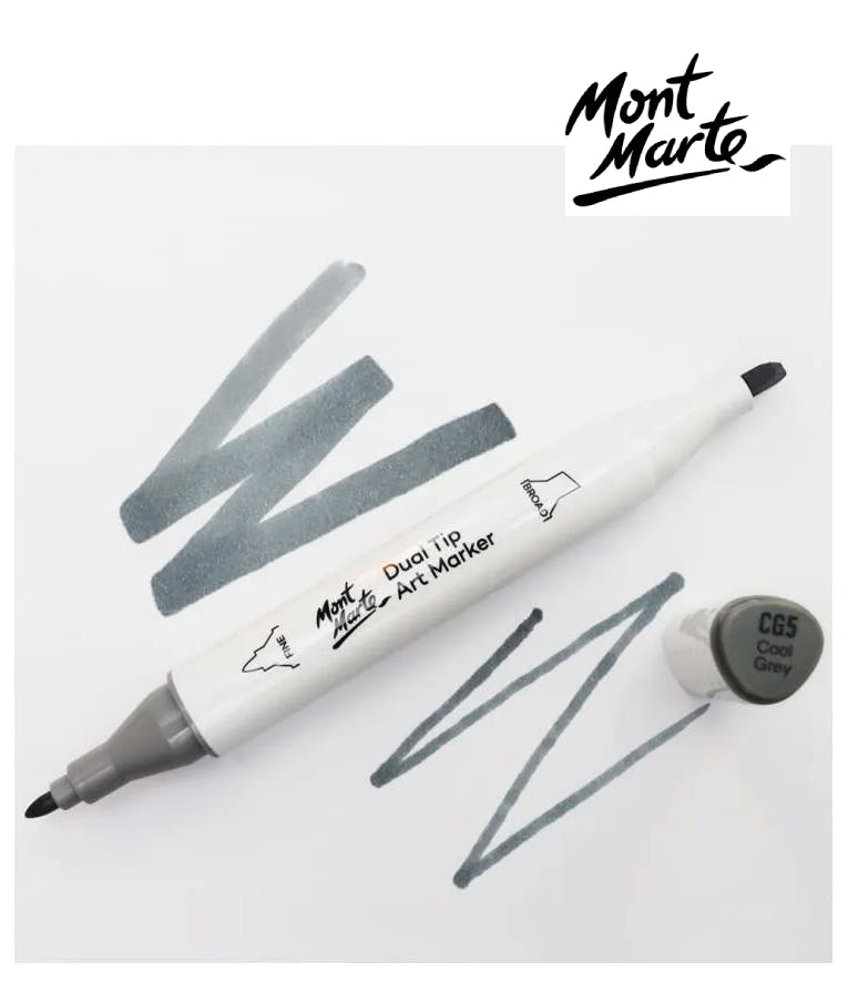 MONT MARTE - Mont Marte Art Marker Dual Tip GY5 Cool Grey No CG5 - Μαρκαδόρος Ζωγραφικής No CG5 Γκρι  MGRD0058_01