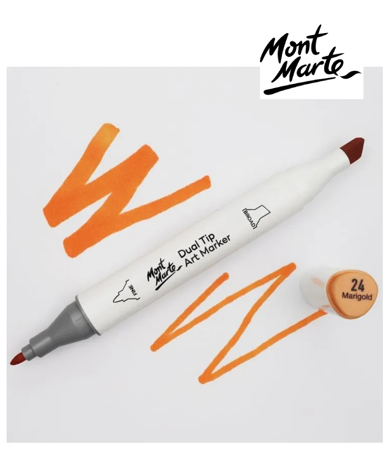 MONT MARTE - Mont Marte Art Marker Dual Tip 04 Marigold No 24 - Μαρκαδόρος Ζωγραφικής No 24 Ανοιχτό Πορτοκαλί MGRD0007_01