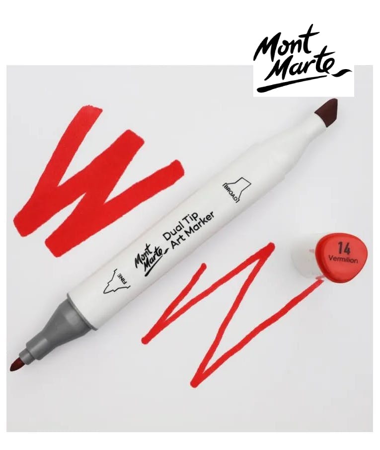 MONT MARTE - Mont Marte Art Marker Dual Tip R1 Vermilion No 14 - Μαρκαδόρος Ζωγραφικής No 14 Σκούρο Πορτοκαλί MGRD0009_01