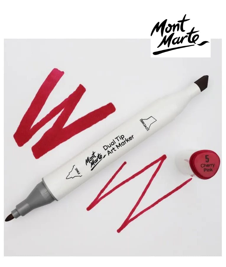MONT MARTE - Mont Marte Art Marker Dual Tip R3 Cherry Pink No 5 - Μαρκαδόρος Ζωγραφικής No 5 Μπορντώ MGRD0010_01