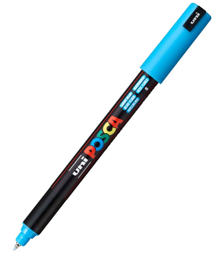 Ανεξίτηλος Μαρκαδόρος Γαλάζιο Light Blue 8 Uni-ball Posca 0.9-1.3mm PC-1MR για κάθε επιφάνεια