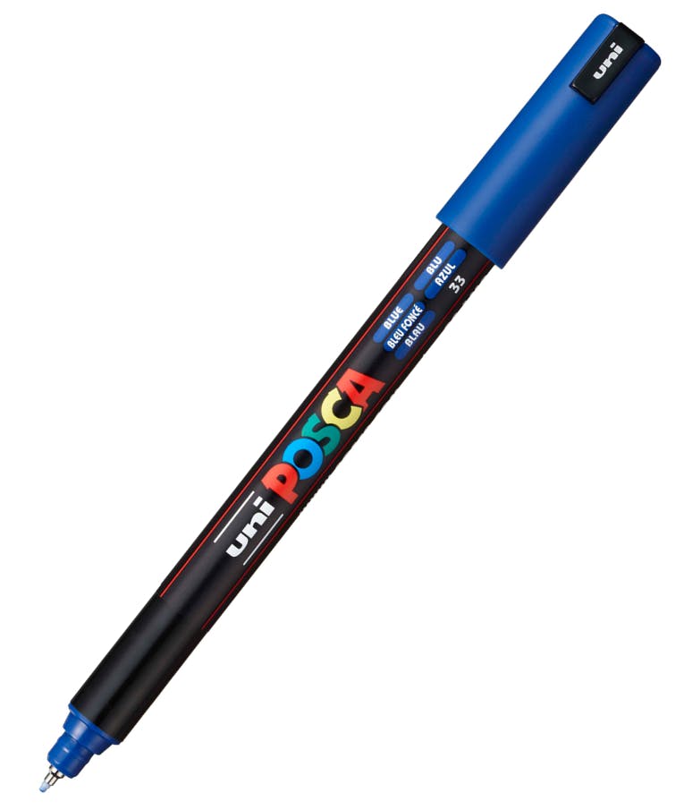 Ανεξίτηλος Μαρκαδόρος Μπλε Blue 33  Uni-ball Posca 0.7 mm PC-1MR για κάθε επιφάνεια