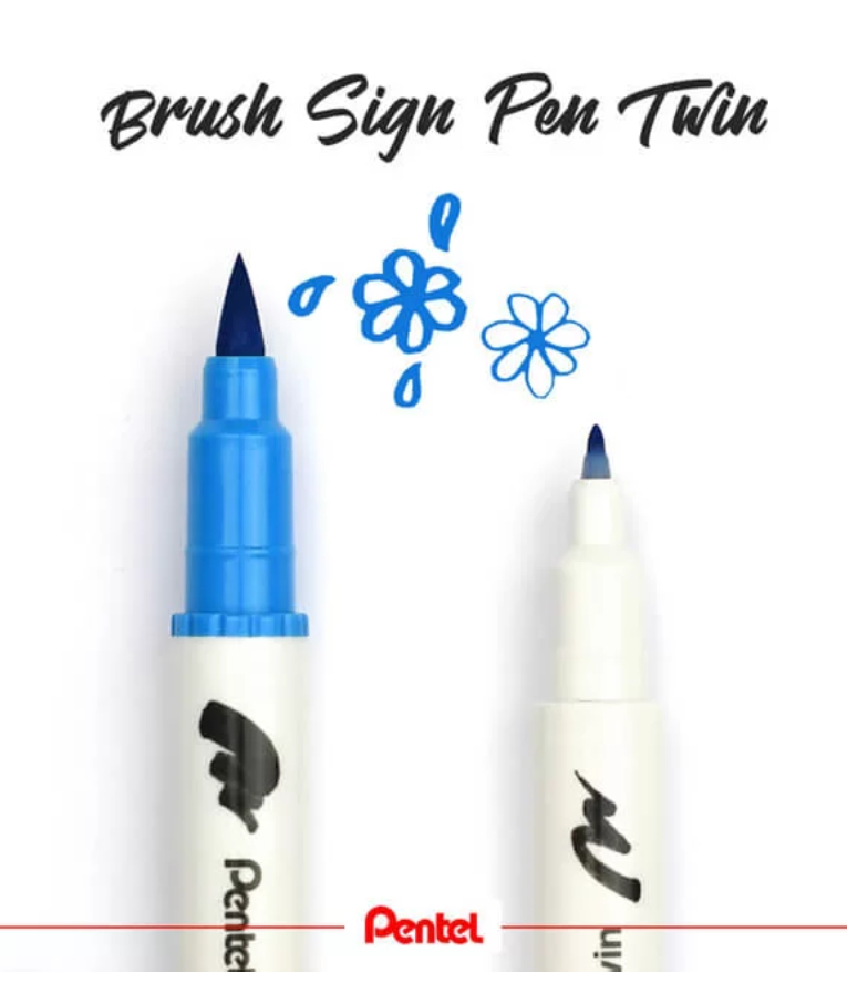 PENTEL - Pentel Brush Sign Pen Twin T101 Μαρκαδόρος με Διπλή Μύτη (η μία brush) Black Μαύρο   SESW30C-T101