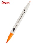 Pentel Brush Sign Pen Twin T107 Μαρκαδόρος με Διπλή Μύτη (η μία brush) Orange Πορτοκαλί  SESW30C-T107