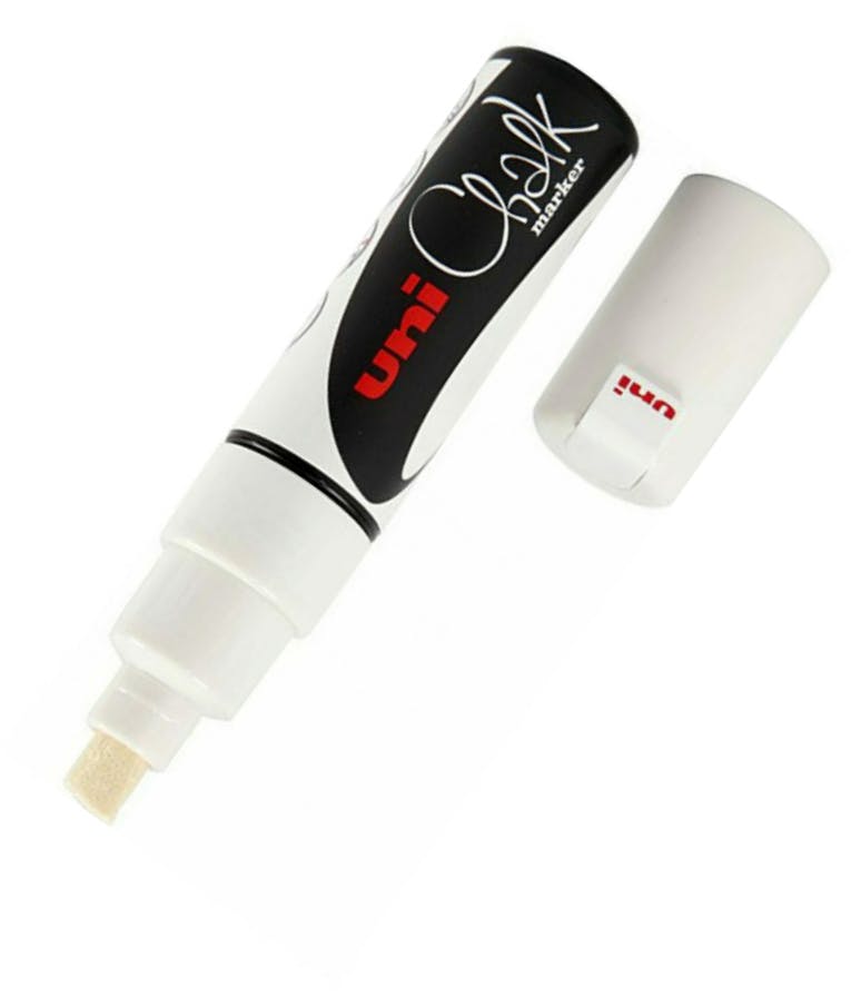 Uni-Ball Chalk Marker PWE-8K Μαρκαδόρος Λευκός Μαυροπίνακα Υγρής Κιμωλίας για Ξύλο και Γυαλί 8.0mm