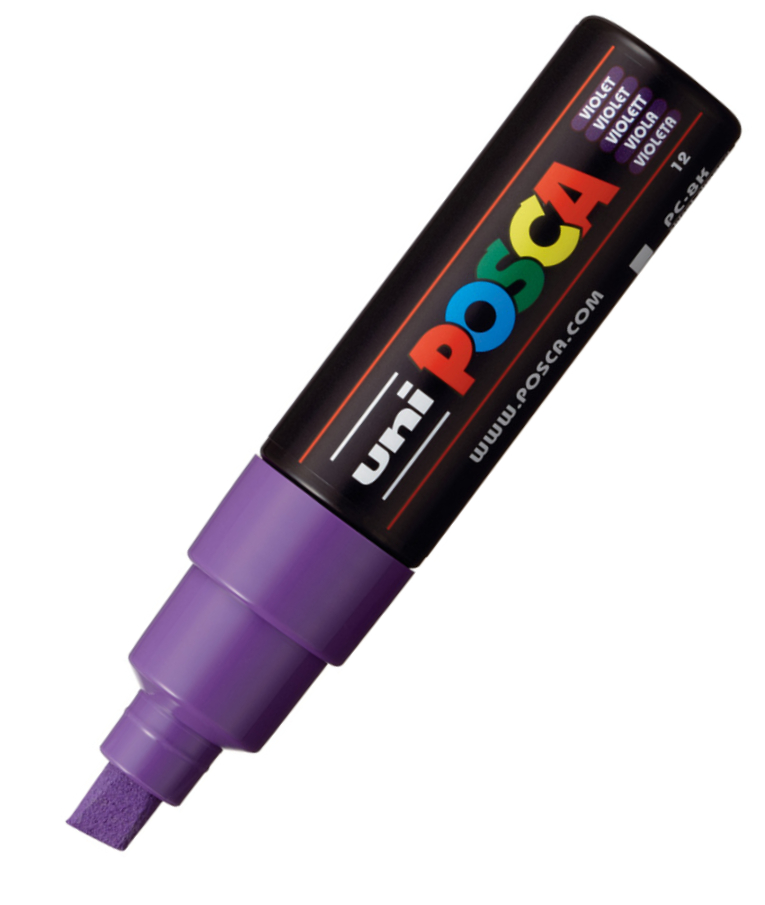 POSCA - Ανεξίτηλος Μαρκαδόρος Γίγας κοντός Βιολετί 12 Violet  Uni-ball Posca 8mm PC-8K