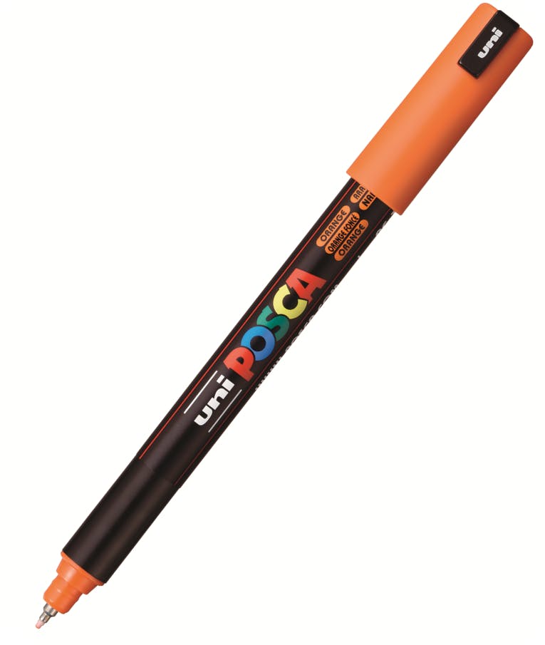 Ανεξίτηλος Μαρκαδόρος  Πορτοκαλί 4 Orange  Uni-ball Posca 0.7 mm PC-1MR για κάθε επιφάνεια