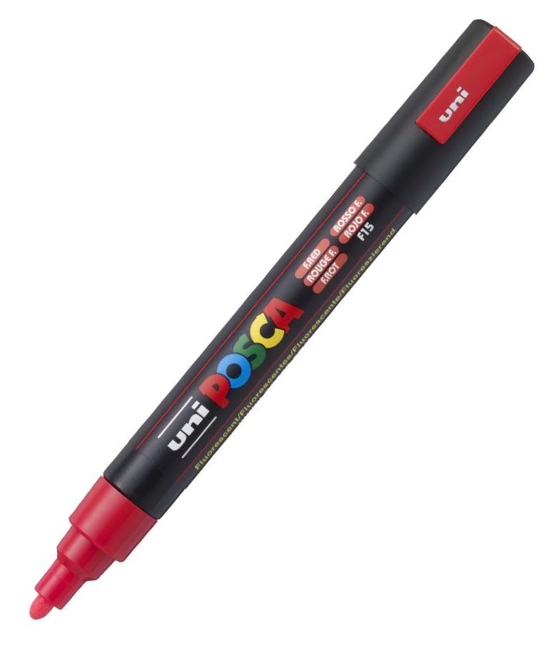 Ανεξίτηλος Μαρκαδόρος  Bullet Fluo Red F15 Uni-ball Posca 1.8-2.5 PC-5M για κάθε επιφάνεια