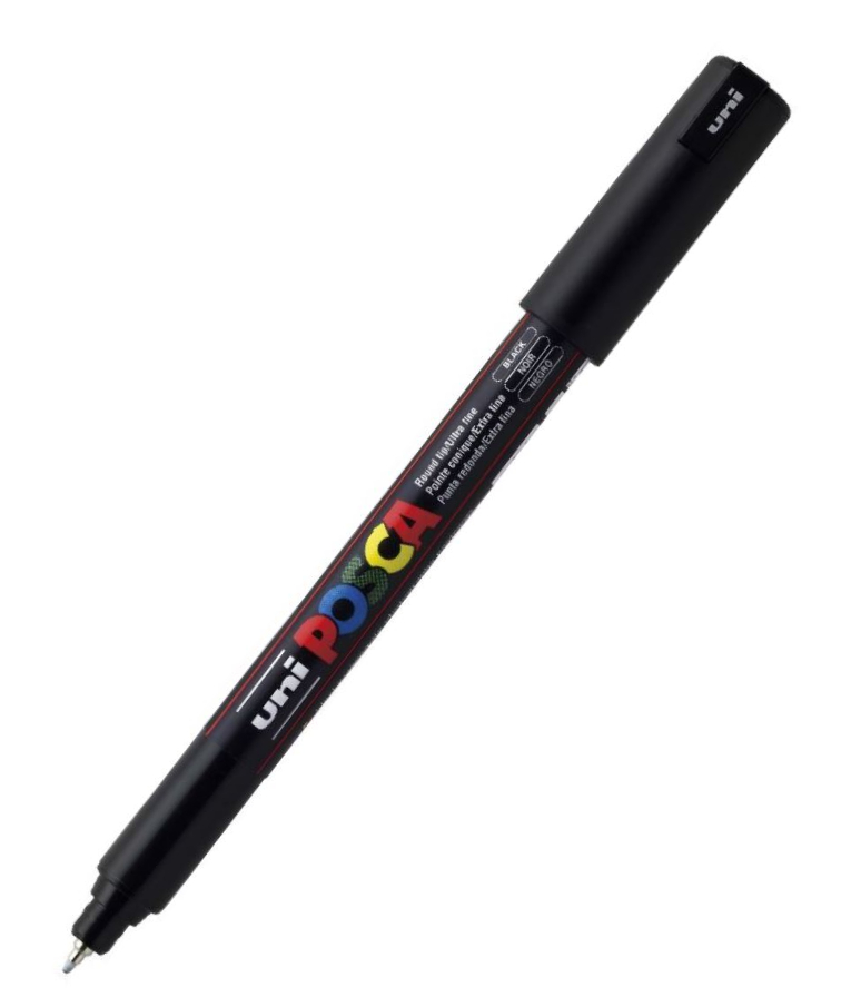POSCA - Ανεξίτηλος Μαρκαδόρος Μαύρο Black 24 PC-1MR Uni-ball Posca 0.7mm PC-1MR για κάθε επιφάνεια