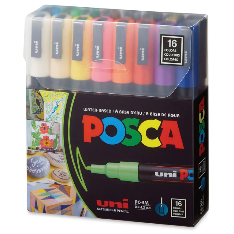 POSCA - Uni Posca Μαρκαδόρος PC-3Μ 0.9-1.3mm Σετ 16 τεμαχίων για κάθε επιφάνεια