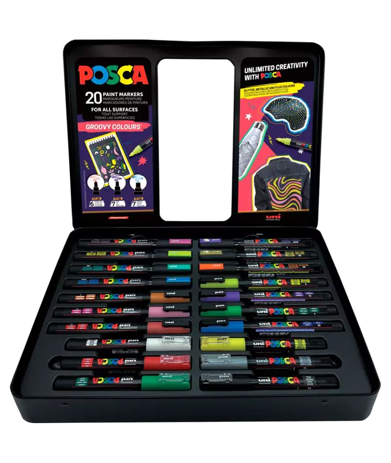 POSCA - Posca METAL BOX GROOVY COLOURS Unlimited Creativity Σετ Μαρκαδόροι 5M 20τμχ Limited Edition