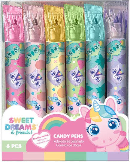 KIDS 2 Point Candy Markers cdu SWEET DREAMS Μαρκαδόροι Υπογράμμισης σε διάφορα χρώματα Σετ 6τμχ KL11615