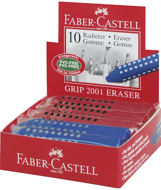 FABER CASTELL - Γόμα Faber Castell Grip 2001 Τριγωνική Σχήμα Μολύβι Κόκκινη/Μπλε 187101