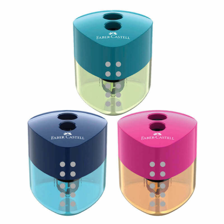 FABER CASTELL - Faber-Castell 183405 Mini Auto Ξύστρα Βαρελάκι Δίχρωμη (Διάφορα Χρώματα) Τιρκουάζ/ Φούξια /Μπλε  183405