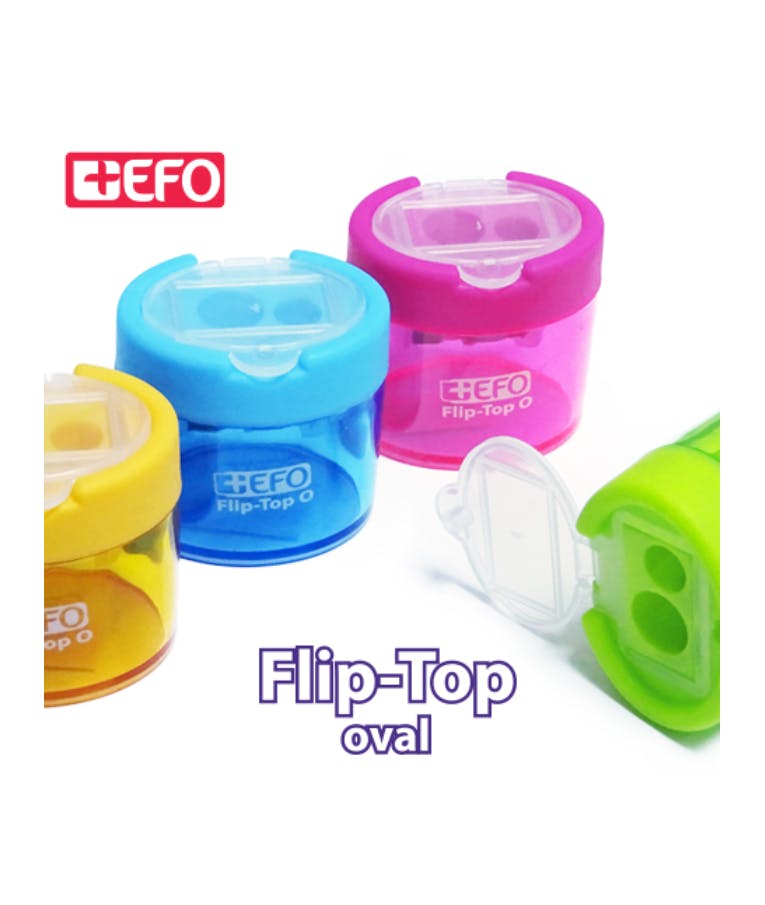 +Efo Flip Top Oval Ξύστρα Διπλή  Βαρελάκι (Διάφορα Χρώματα) 380251