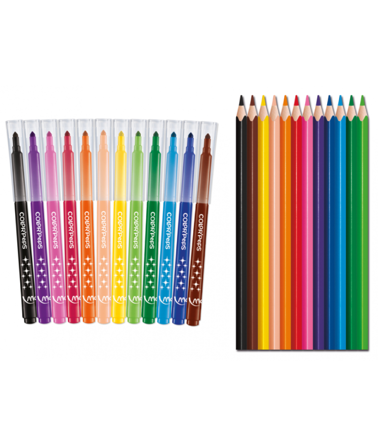 MAPED - Maped Color Peps Κασετίνα Υφασμάτινη 100% Βαμβάκι με 12τμχ Μαρκαδόρους και 12τμχ Ξυλομπογιές Για Ζωγραφική 984729