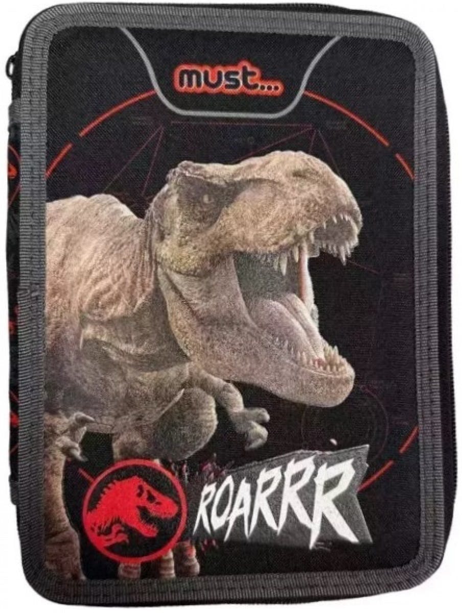 Must Κασετίνα Τετράγωνη Διπλή Γεμάτη Jurassic T-Rex Roarrrr 15x5x21cm  Diakakis 570900