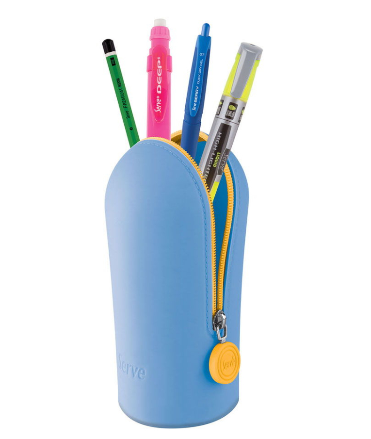 GIM - Serve Hoop Σχολική Κασετίνα Pastel Μπλε Vacuum Silicon Pencil Case με Βεντούζα για να στέκετε όρθια 0.93.087