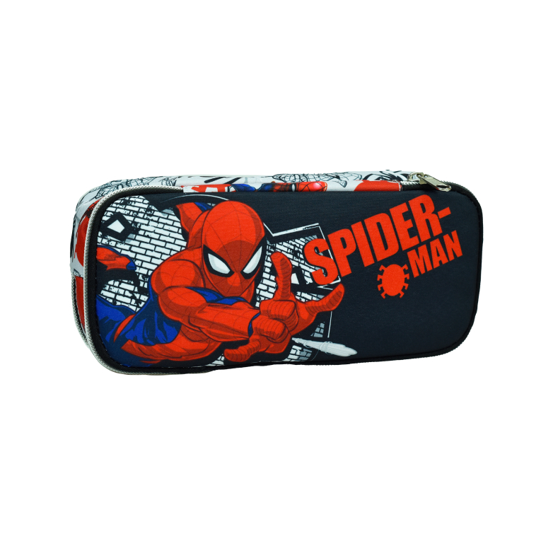 GIM -  Σχολική Κασετίνα Οβάλ SPIDERMAN SPIDER WALL με 2 Θήκες  337-07144