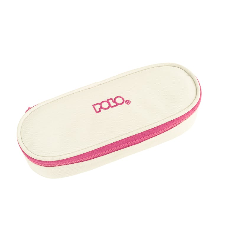 Polo Original Pencil Case Cord Κασετίνα Box με 1 Θήκη με Φερμουάρ 5 x 23 x 9 cm 9-37-003-2543  Λευκό-Ροζ