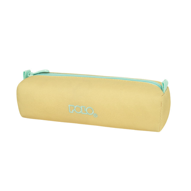 POLO - Polo Original Pencil Case Wallet 3 Dos Κασετίνα Βαρελάκι με 1 Θήκη 9-37-006-7059 Ανοιχτό Κίτρινο-Βεραμάν και Δώρο Πορτοφόλι