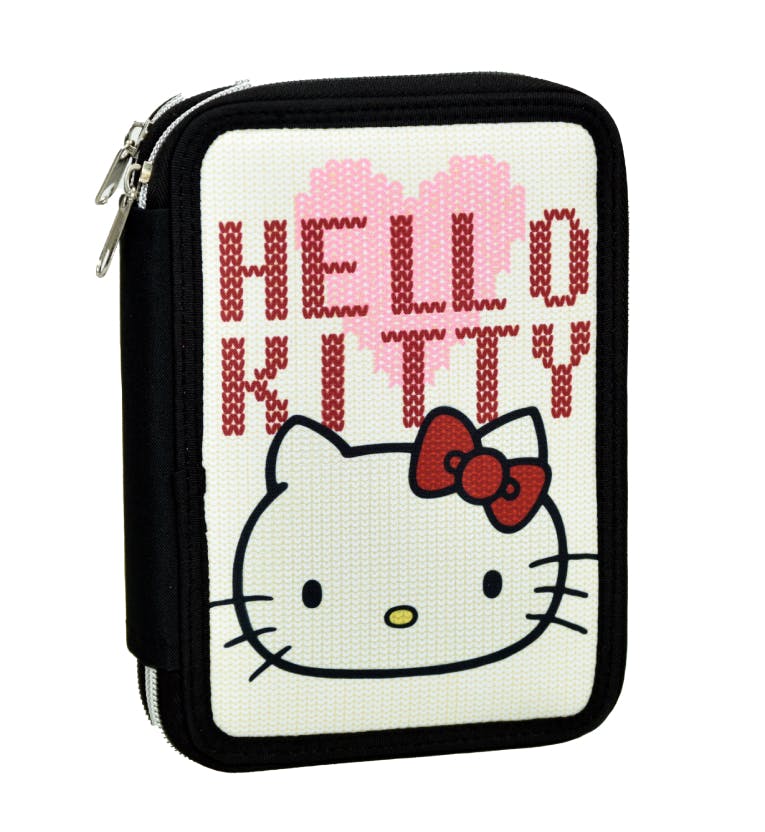 GIM - Gim Σχολική Κασετίνα Διπλή με 2 Θήκες Γεμάτη HELLO KITTY CROCHE  335-73100