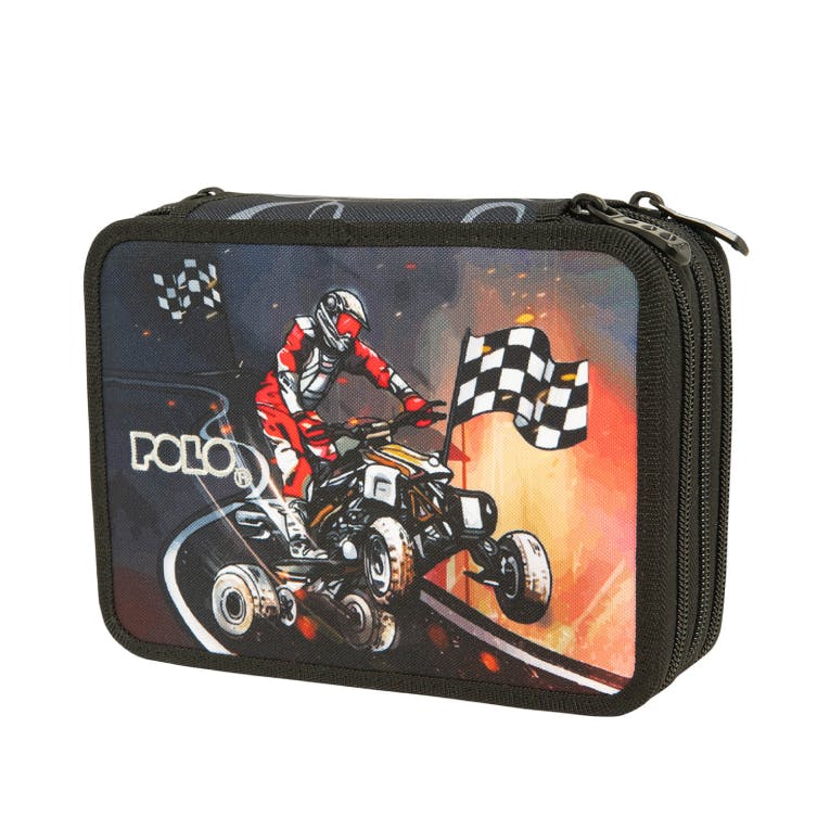 POLO -  Rolling Pencil Case QUAD BIKE  Τετράγωνη Σχολική Κασετίνα 3 Θέσεων Άδεια  9-37-016-8278