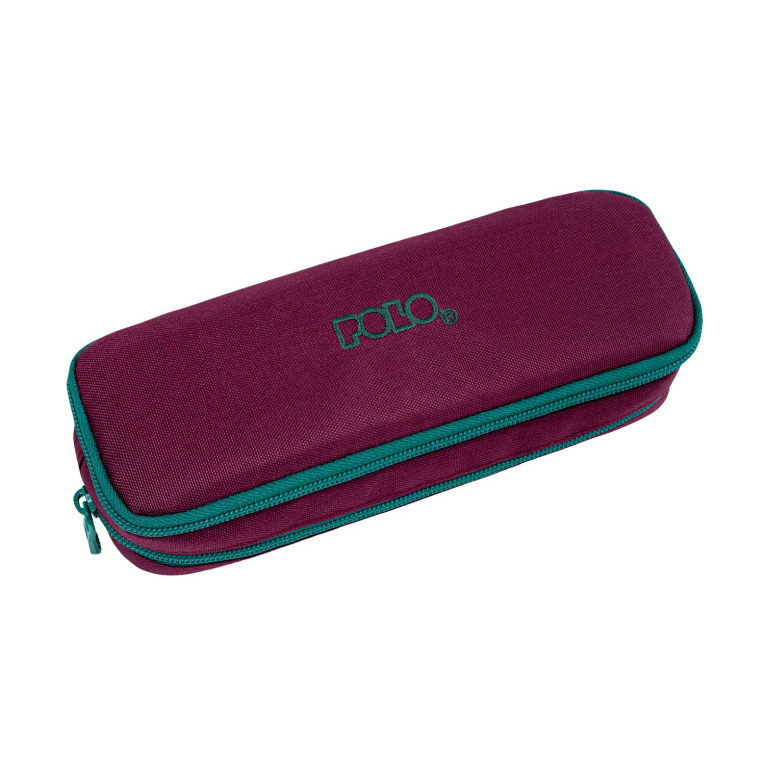 Polo Original Κασετίνα Duo Box  DOS2 με 2 Θήκες 9-37-004-3364 Μπορντώ με Λαδί Φερμουάρ