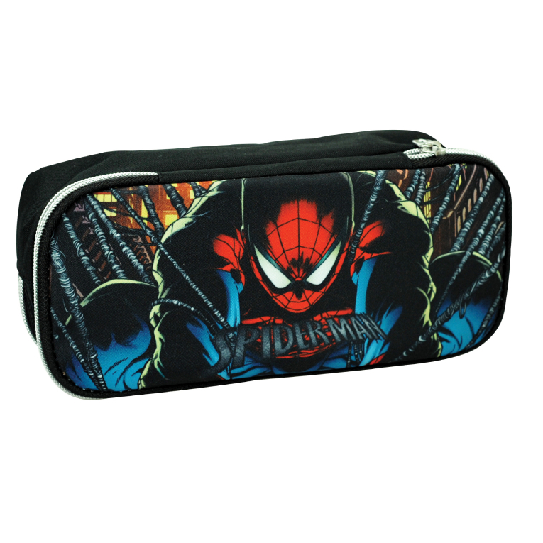 Gim Σχολική Κασετίνα Βαρελάκι Οβάλ 2 Θέσεων SPIDERMAN CITY WEB  337-09144
