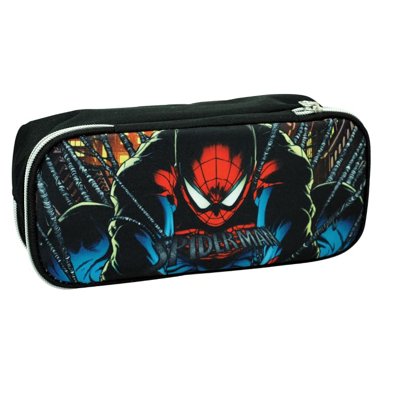 Gim Σχολική Κασετίνα Βαρελάκι Οβάλ 2 Θέσεων SPIDERMAN CITY WEB  337-09144