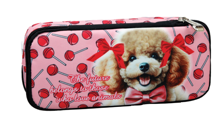 BMU - Back Me Up Σχολική Κασετίνα Βαρελάκι Οβάλ LOVE POODLE με 2 Θήκες  357-21141