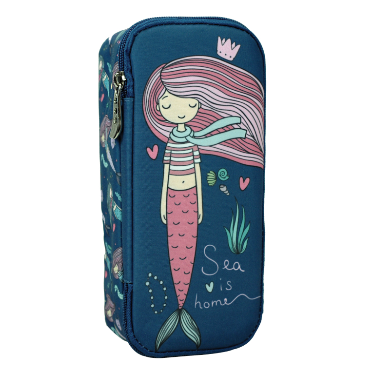BMU - Back Me Up Σχολική Κασετίνα Βαρελάκι Οβάλ SEA MERMAID με 2 Θήκες  357-28141